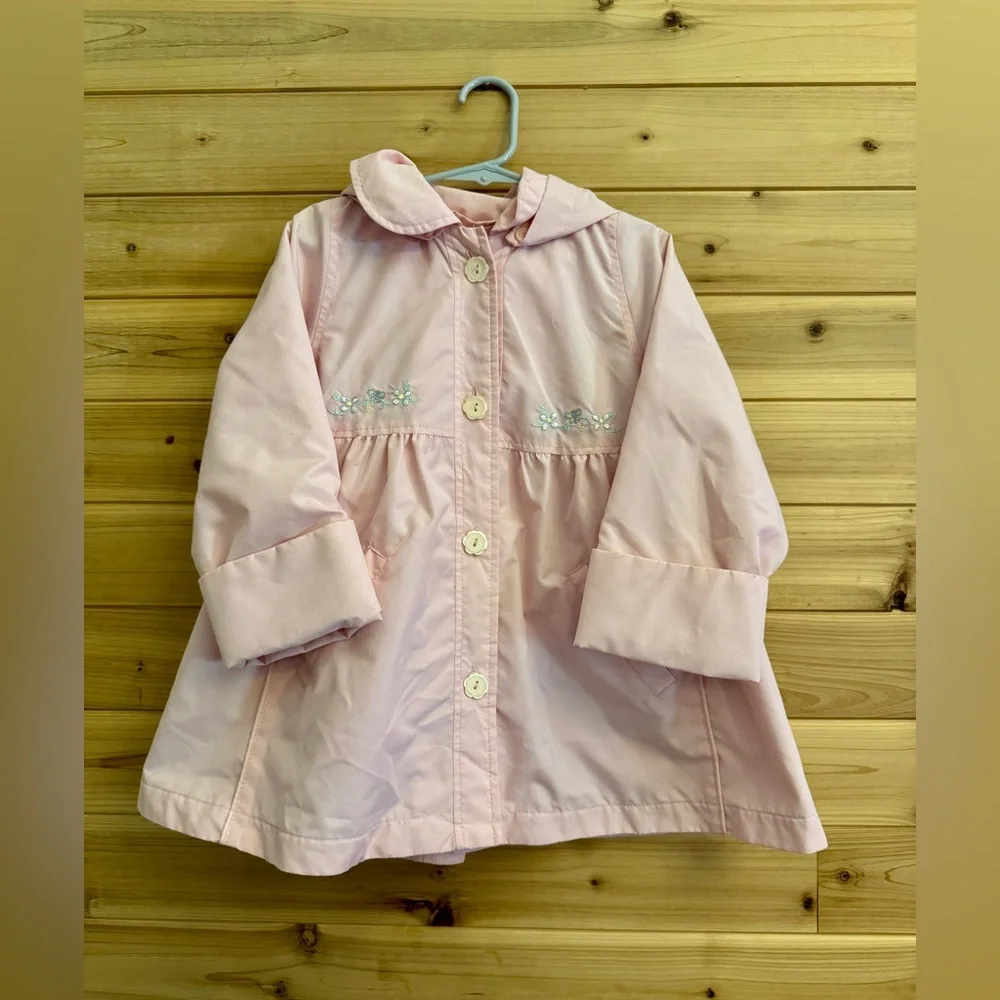 London Fog Sz 3T Petal Baby Pink Lightweight Floral Embroidered Coquette Jacket